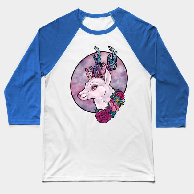 Crystal Deer Baseball T-Shirt by Luckyponytattoo